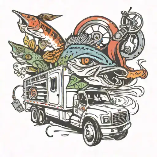 18 Wheeler And Fishing Lure Surrounded