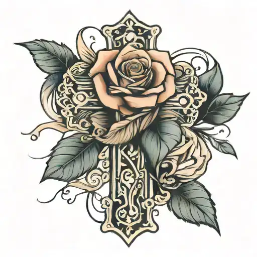 Cross With Rose Wrapped