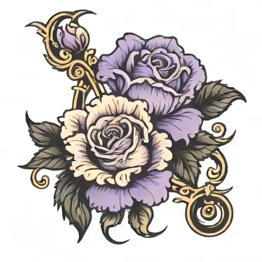 Rose Carnation Violet Flower Intertwined With Letter C