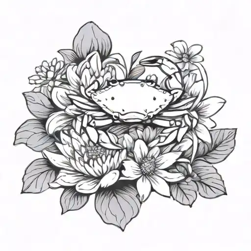 Crab And Daisy Flower Blooming Lotus Flower