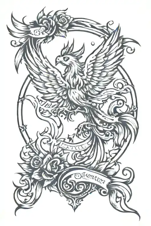 Name And Star And Pheonix Bird Flying