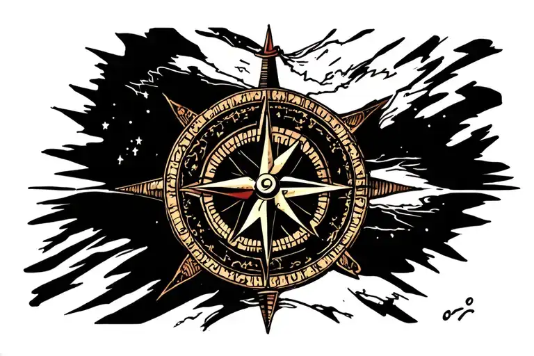 Compass Rose From Treasure Map