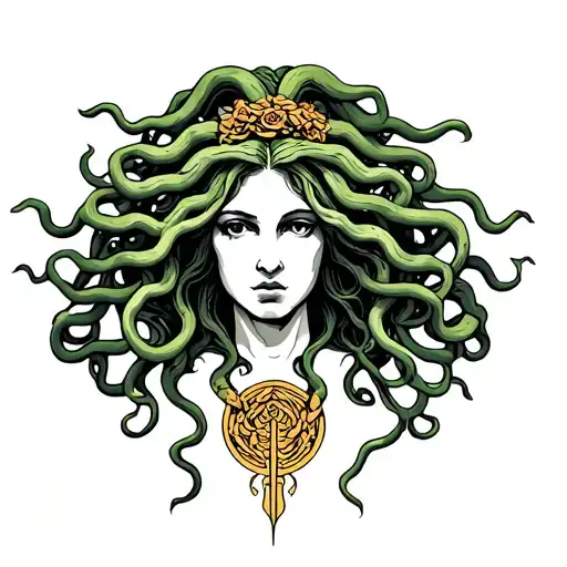 Medusa Greek Mythology Inspired Tattoo With Semi Colon