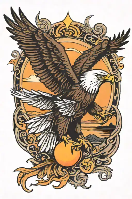 Eagle And Sun Setting