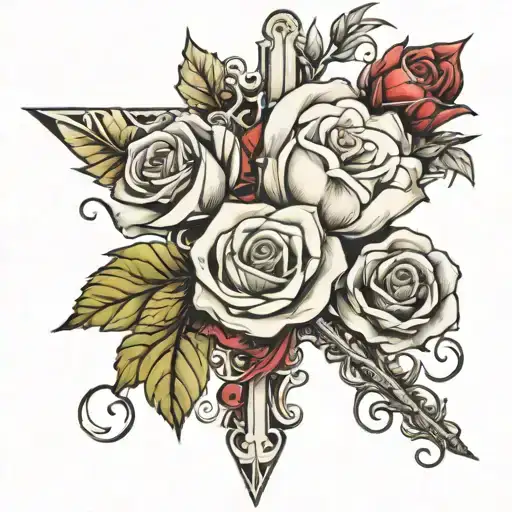 Cross And Rose Wrapped