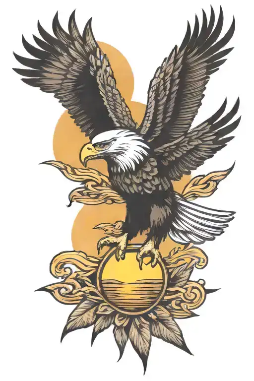 Eagle And Sun Setting Philippine Sun