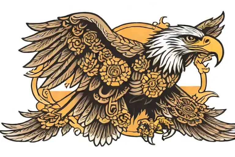 Filipino Eagle And Filipino Sun Setting