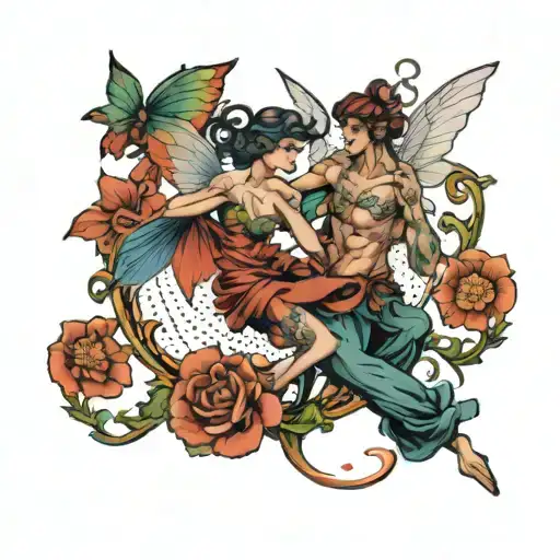 Flower Dancing With Male Fairy