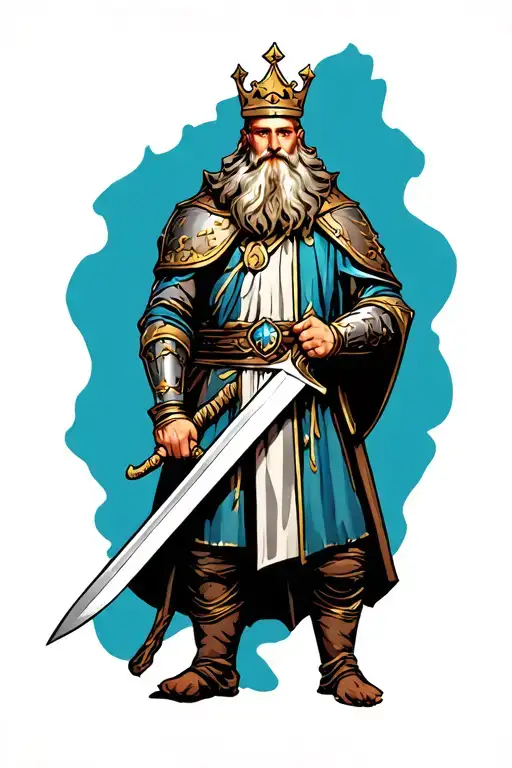 Medieval King Standing With Sword