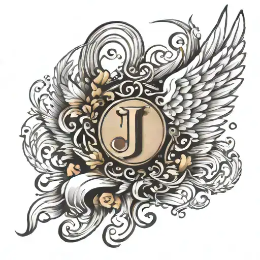 Angel Wings And Letter J