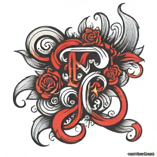 Draw A Tattoo In Capital Minimalistic Font With Red Lettering