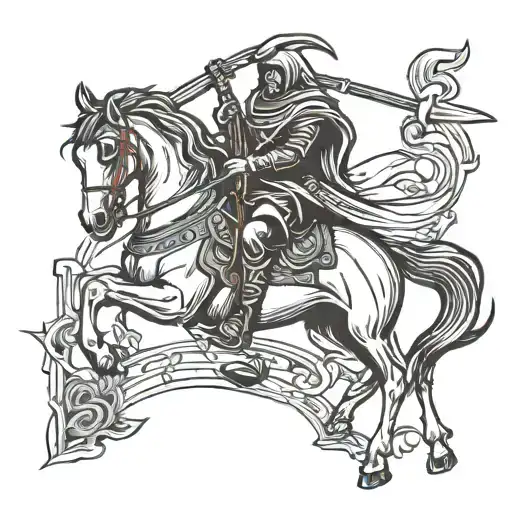 Horse And Grim Reaper Holding A Scythe