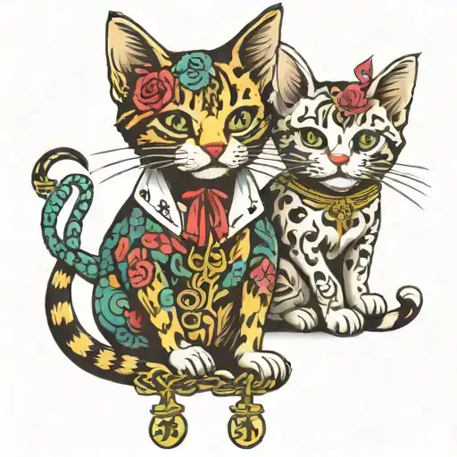 Gangster Kittens With Money And Cross Necklace