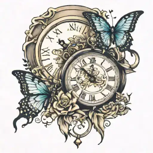 Clock And Butterfly