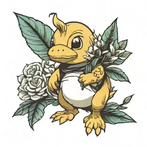 Psyduck Pokemon Holding A Flower Cute