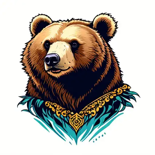 Bear On The Shoulder Of Graphics Tattoo In Style