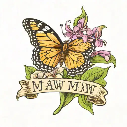 The Word 'Maw Maw' With Bluebonnets And A Butterfly