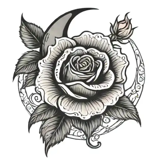 Crescent With A Rose