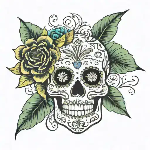 Sugar Skull Surrounded By Mandala