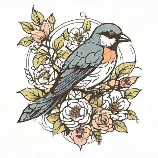 Bird With Flowers