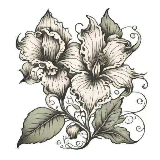 A Modern Interpretation Of A Fleur De Lis Made Of Magnolia Petals And Poppy Leaves