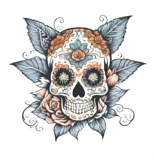 Sugar Skull Surrounded By A Lotus Mandala