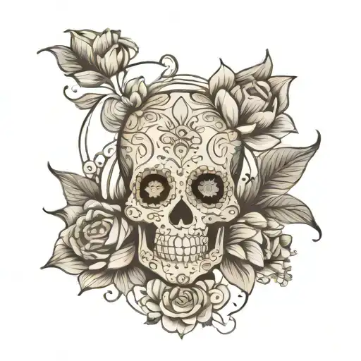 Sugar Skull Surrounded By A Lotus Mandala