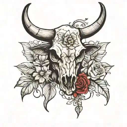 Cow Skull With Flower