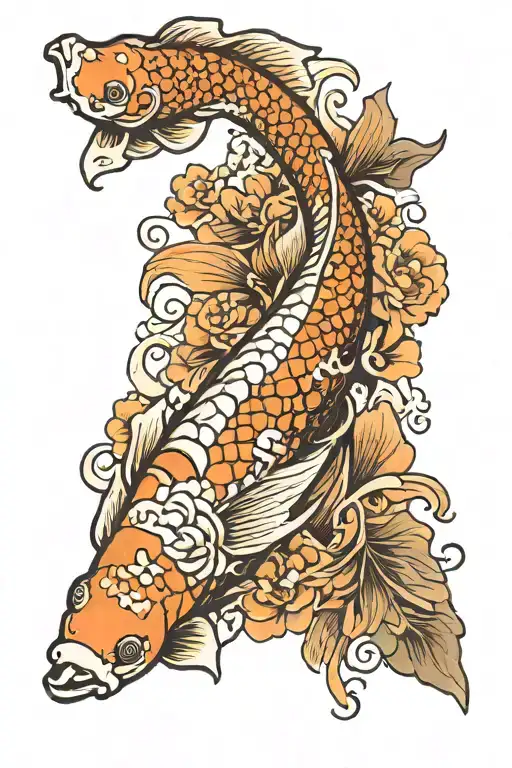 Koi Fish Flower Kitchen Knife Surrounded