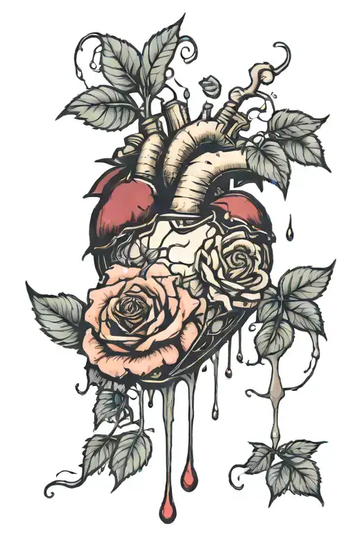 Cracked Heart Liquid Drips Seratonin Dopamine Vapor Cloud Broken Rose