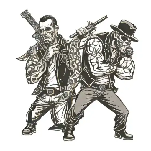 Two Gangster Bikers With Crossed Hands