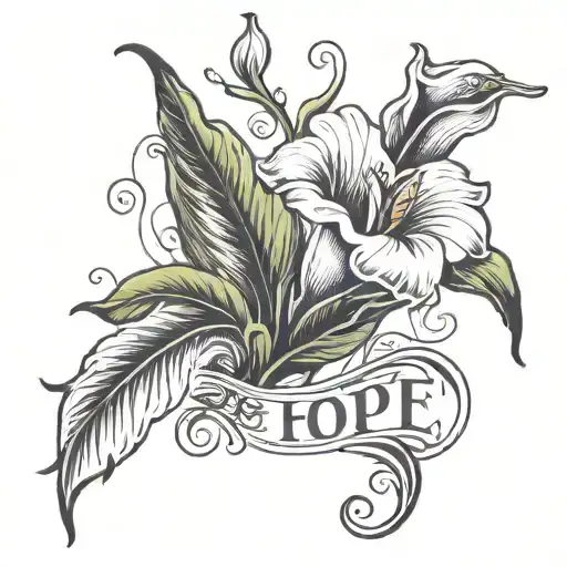 Callalilly With The Word Hope On The Stem Wrapped Tattoo