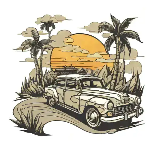 Car On A Road In A Destopian Future