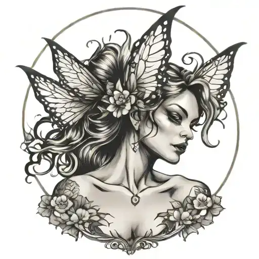 Sexy Fairy With Arms Streched Above Head Looking