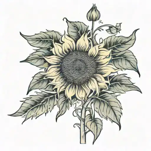 Sunflower And Stem Written Marisa