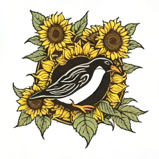 Penguin In Sunflower