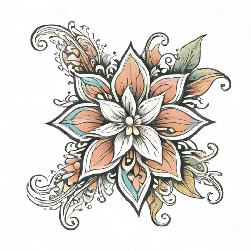 A Delicate Floral Design Incorporating The Name 'Taramati' And A Small Star