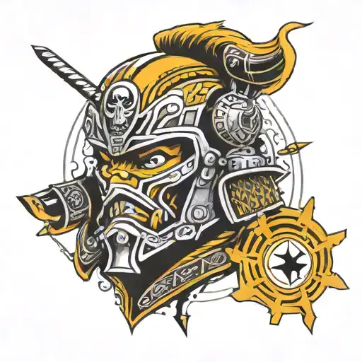 A Futuristic Pittsburgh Steelers Logo Incorporating Elements Of A Samurai Warrior
