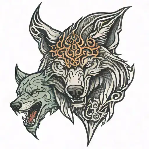 Trident And Wolf Face