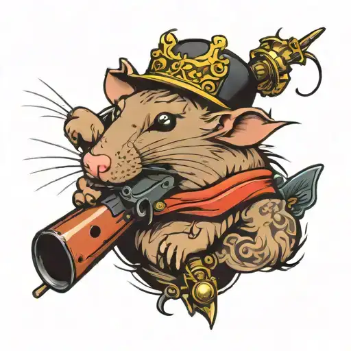 Rat With Crown And Vkz Rifle