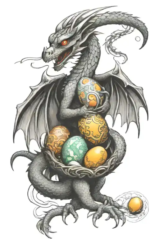 Dragon Protecting Eggs Representing Each Child