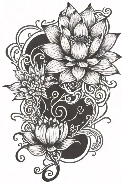 Unalome Symbol With Lotus Flower Growing Write Sokdana Lily