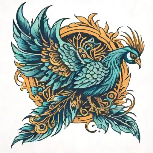 Phoenix With Peacock Feather
