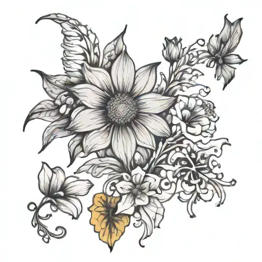 Sweat Pea Flower Lily Of The Valley Cosmos Sunflower Autism Puzzle Piece