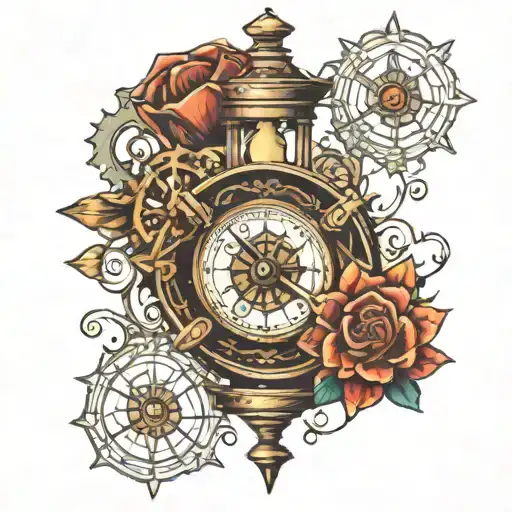 Hourglass Compass Cog Wheels Connected