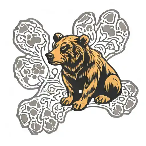 Dog Paw Print And Bear