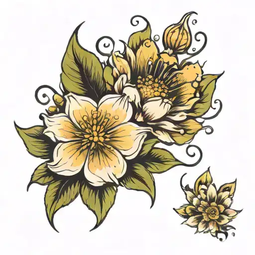 Flower With Birth Flowers Tattoo