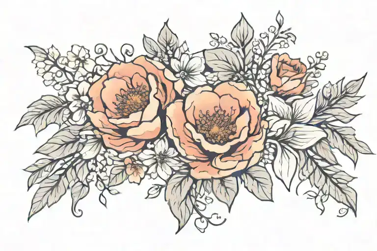 Birth Flower Bouquet Tattoo