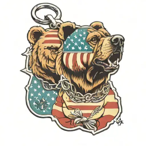 American Flag Dog Tags Bears Army
