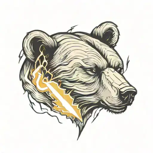 Bear Head With Lightning Behind It